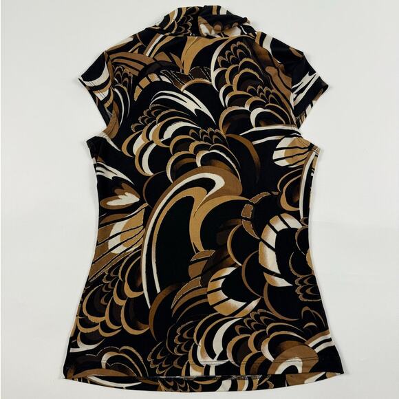 Y2K Women’s Brown & Black Funky/Floral Patterned Fitted Top - Picture 5 of 7